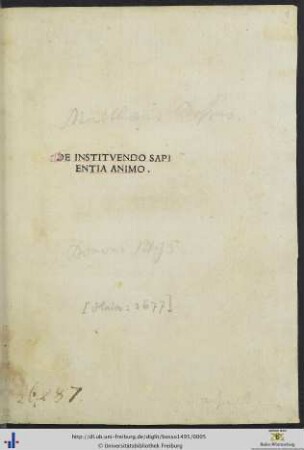 De Institvendo Sapientia Animo