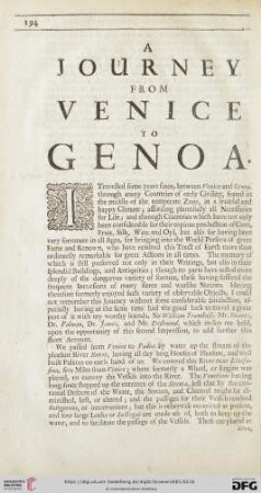 A Journey from Venice to Genoa