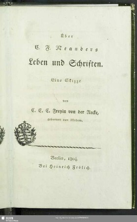 Über C. F. Neanders Leben und Schriften : Eine Skizze