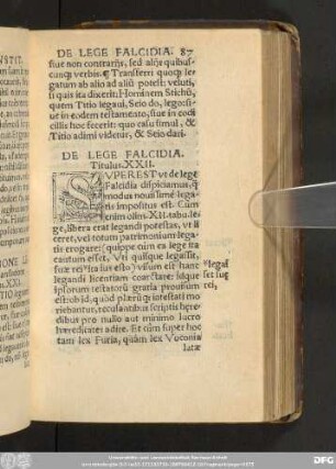 De Lege Falcidia. Titulus. XXII.
