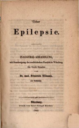 Ueber Epilepsie