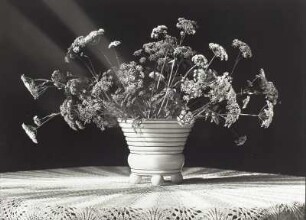 "Blumen um uns" (Photographische Plaudereien in Wort und Bild). Blumenvase auf Kugelfüßen mit Schafgarbe