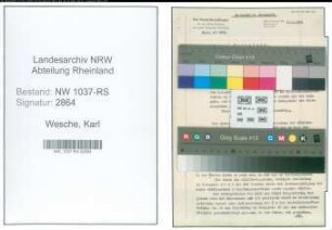 Entnazifizierung Karl Wesche , geb. 16.12.1884 (Postinspektor)