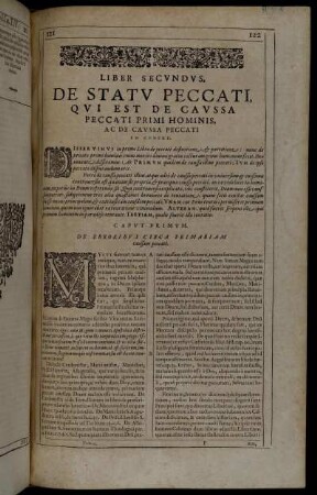 Liber Secundus, De Statu Peccati Qui Est De Caussa Peccati Primi Hominis Ac De Caussa Peccati In Genere.