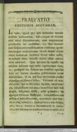 Praefatio Editionis Secundae