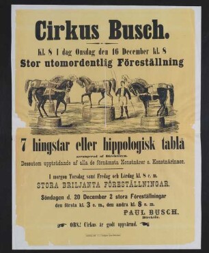 Cirkus Busch, ohne Ortsangabe, 1885