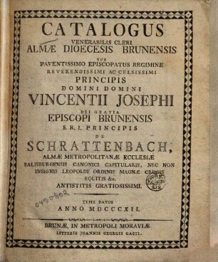 Catalogus venerabilis cleri Dioecesis Brunensis. 1812