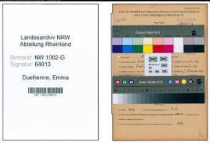 Entnazifizierung Emma Duefrenne, geb. 05.09.1904 (Schneiderin)