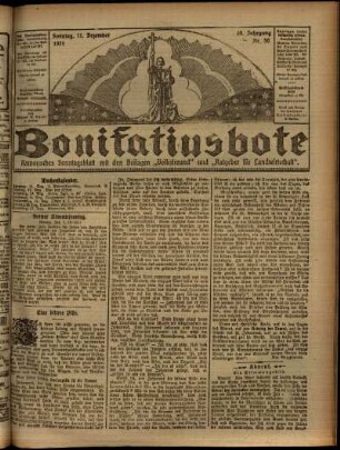 Erste Ausgabe vom Sonntag, den 11. Dezember 1921.