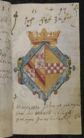 Wappen: Gräfin Margareta von der Mark, Fürstin von Arenberg (1527-1599), Eintrag 1594