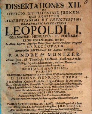 Dissertationes II. de officio et potestate iudicum