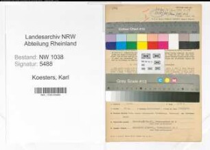 Entnazifizierung Karl Koesters , geb. 19.09.1905 (Technischer Sachbearbeiter)