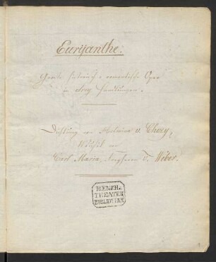 Euryanthe. Handschriftliches Textbuch