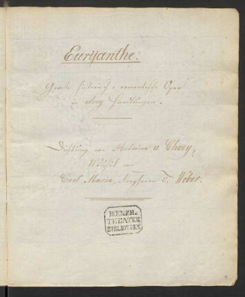 Euryanthe. Handschriftliches Textbuch