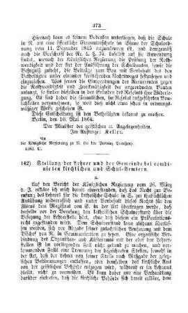 Stellung der Lehrer und der Gemeinde bei combinirten kirchlichen und Schul-Aemtern : [V. Elementarschulwesen]