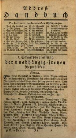 Neues genealogisches Reichs- und Staats-Handbuch : auf das Jahr .... 1792, 2