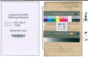 Entnazifizierung Alex Bosserhoff , geb. 09.01.1880 (Postsekretaer)