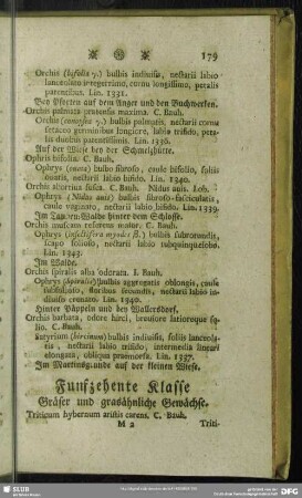 Funfzehente Klasse. Gräser und grasähnliche Gewächse