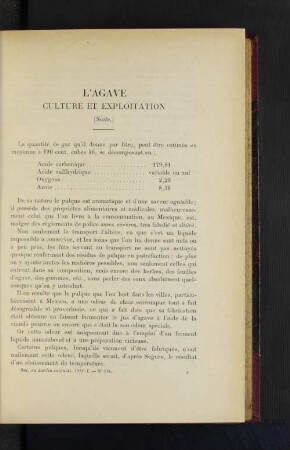 L'Agave Culture Et Exploitation.