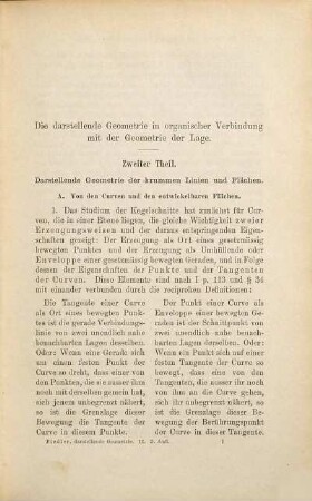 Die darstellende Geometrie in organischer Verbindung mit der Geometrie der Lage, 2