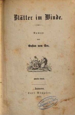 Blätter im Winde : Roman von Gustav vom See, 2