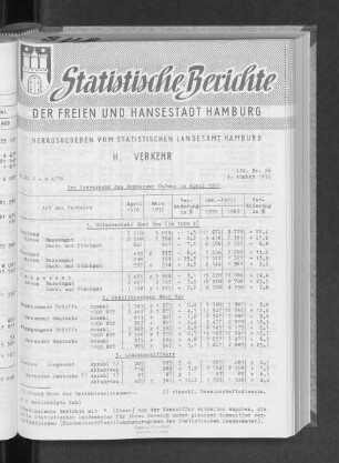 Der Seeverkehr des Hamburger Hafens im April 1970 : Lfd. Nr. 26
