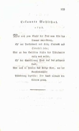 Erkannte Wohlthat. 1798.