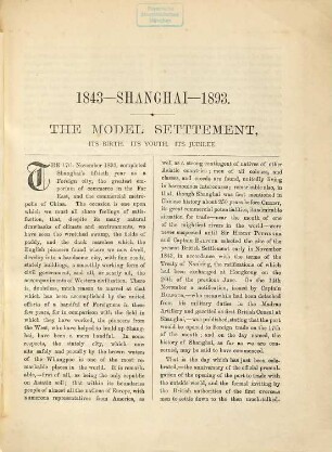 1843-Shanghai-1893 : The model settlement. Its birth. Its youth. Its jubilee