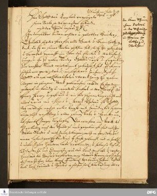 Brief von August Hermann Francke an Johann Samuel Schuhmacher.