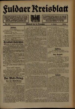 Ausgabe vom Mittwoch, den 16. Dezember 1914.