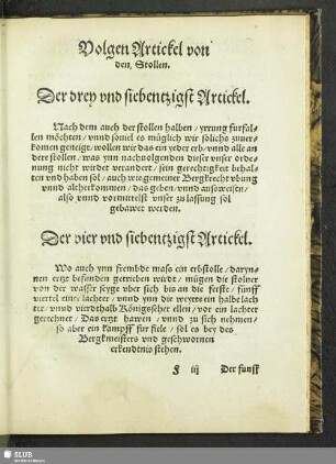 Volgen Artickel von den Stollen