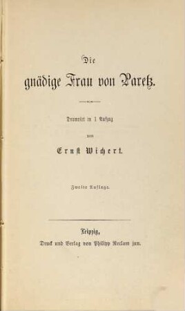 Die gnädige Frau von Paretz : Dramolet in 1 Aufzug