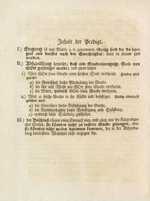 Inhalt der Predigt