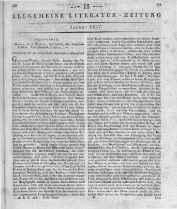 Luden, H.: Geschichte des teutschen Volkes. Bd. 1-2. Gotha: Perthes 1826 (Fortsetzung der im vorigen Stück abgebrochenen Recension)