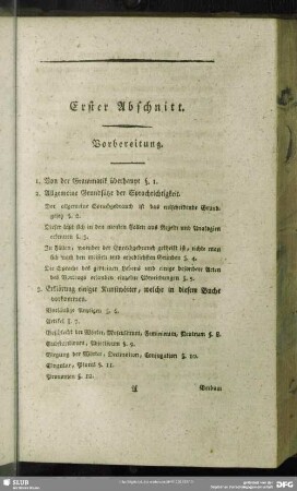 Erster Abschnitt. Vorbereitung