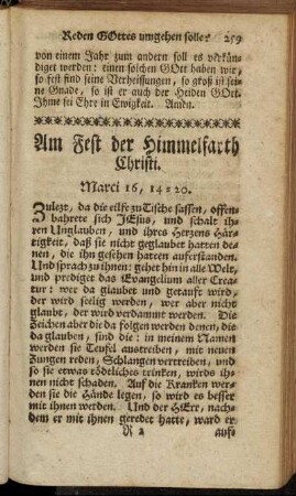 Am Fest der Himmelfarth Christi.