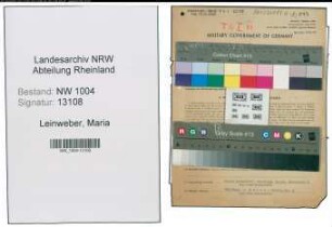 Entnazifizierung Maria Leinweber , geb. 06.11.1908 (Kontoristin)