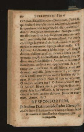Responsorium, In laudem D. Antonii de Padua a Seraphico Doctore S. Bonaventura compositum ...