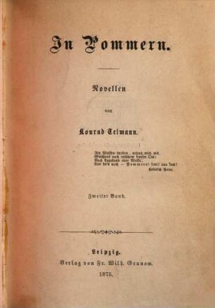 In Pommern : Novellen, 2
