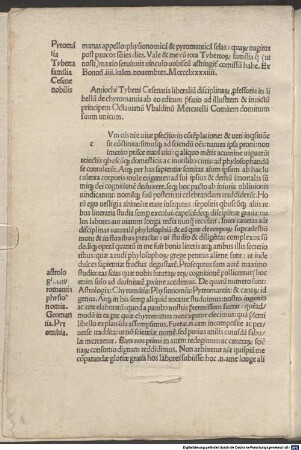 Chiromantia : mit Widmungsbrief des Autors an Octavianus Ubaldinus, Bologna 10.11.1494