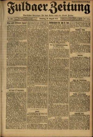 Erste Ausgabe vom Sonntag, den 19. August 1923.