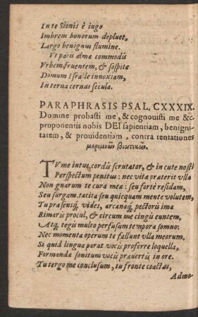 Paraphrasis Psal. CXXXIX. Domine probasti me, & cognovisti me &c.