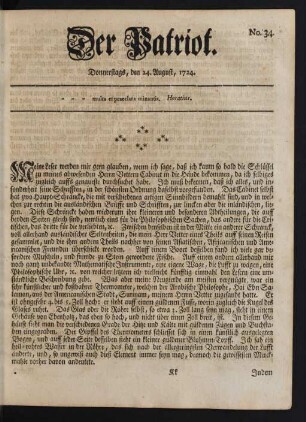 No. 34. Donnerstags, den 24. August, 1724