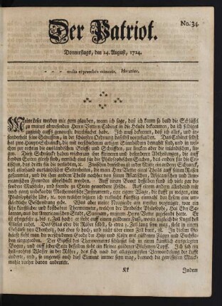 No. 34. Donnerstags, den 24. August, 1724