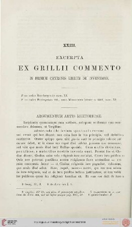 XXIII. Excerpta ex grillii comment in primum ciceronis librum de invention