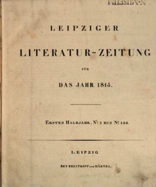 Leipziger Literaturzeitung. 1815,1, 1815,1