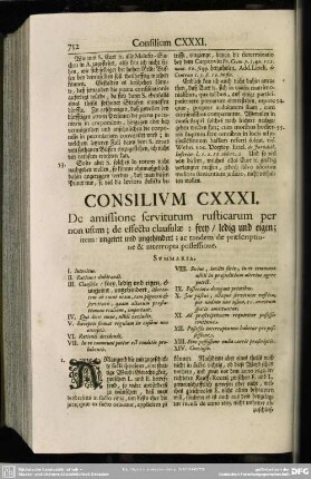 Consilium CXXXI. De amissione servitutum rusticarum per non usum; [...]