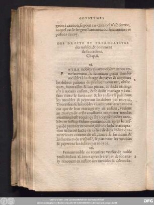 Des Droitz Et Prerogatives des nobles, & comment ilz succedent. Chap. ii.