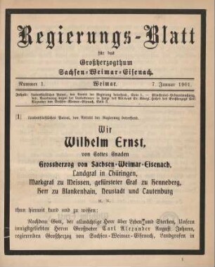 1901: Regierungsblatt für Sachsen-Weimar-Eisenach : auf das Jahr ...