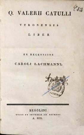 Q. Valerii Catulli Veronensis Liber